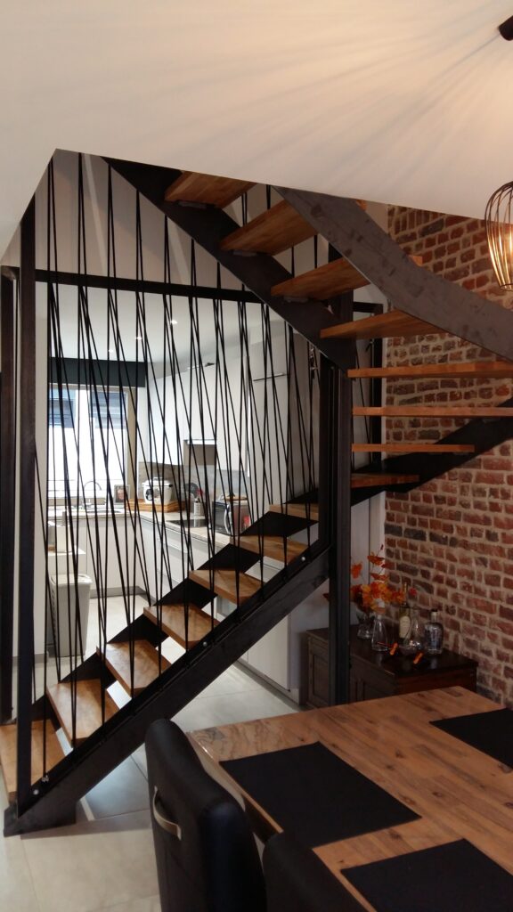 escalier bois métal
